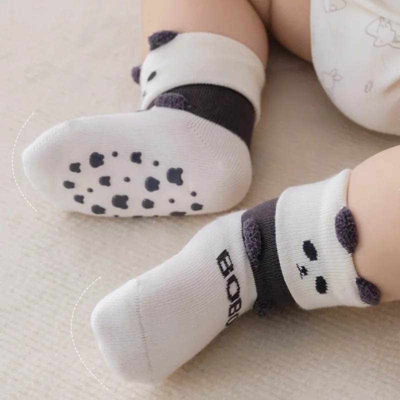 Baby Anti-Slip Floor Socks Infant Toddler Mid-calf Walking Children Sock Cartoon Cute Small Ear Cotton Socks For Child Boy Girl