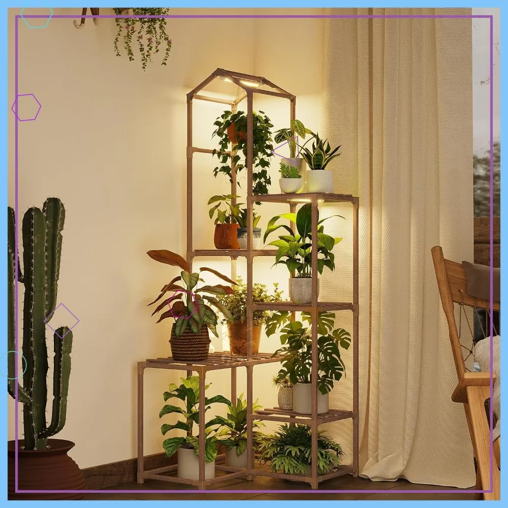 

Высокая угловая подставка для растений с фитолампами для комнатных и уличных растений, декоративные полки для гостиной и сада