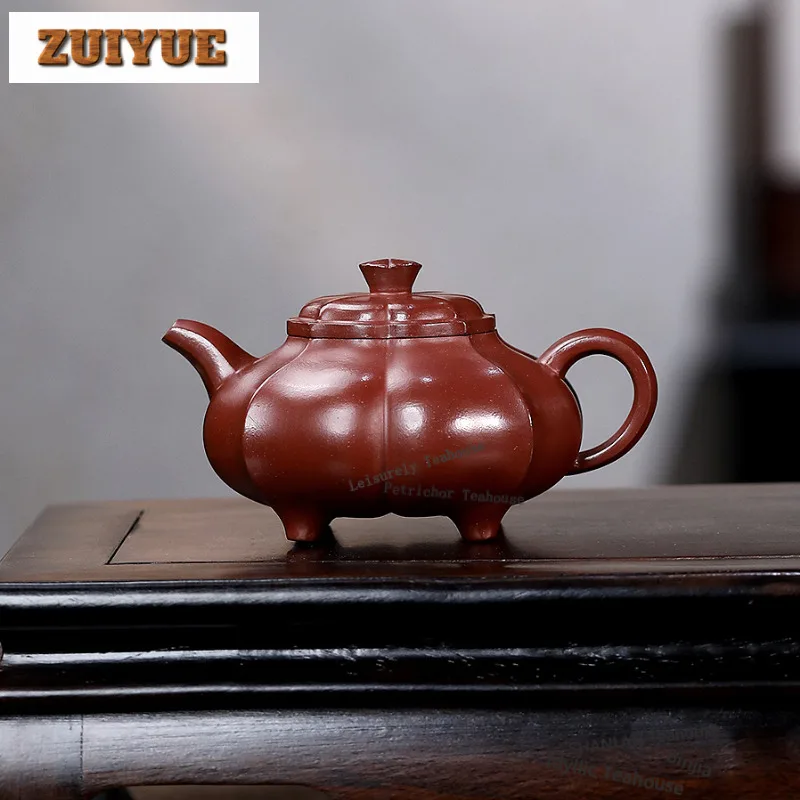 

150ml Classic Yixing Purple Clay Teapots Handmade Rib Pot Raw Ore Dahongpao Mud Kettle Chinese Zisha Tea Set Collection Craft