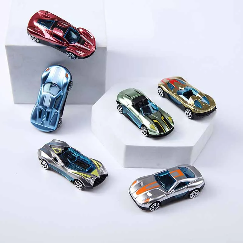 Mini coche de carreras de simulación de plástico para niños, 5 piezas, pintura fresca, modelo de juguete, juguetes educativos para niños, juguetes de coche deslizantes creativos, regalos para niños