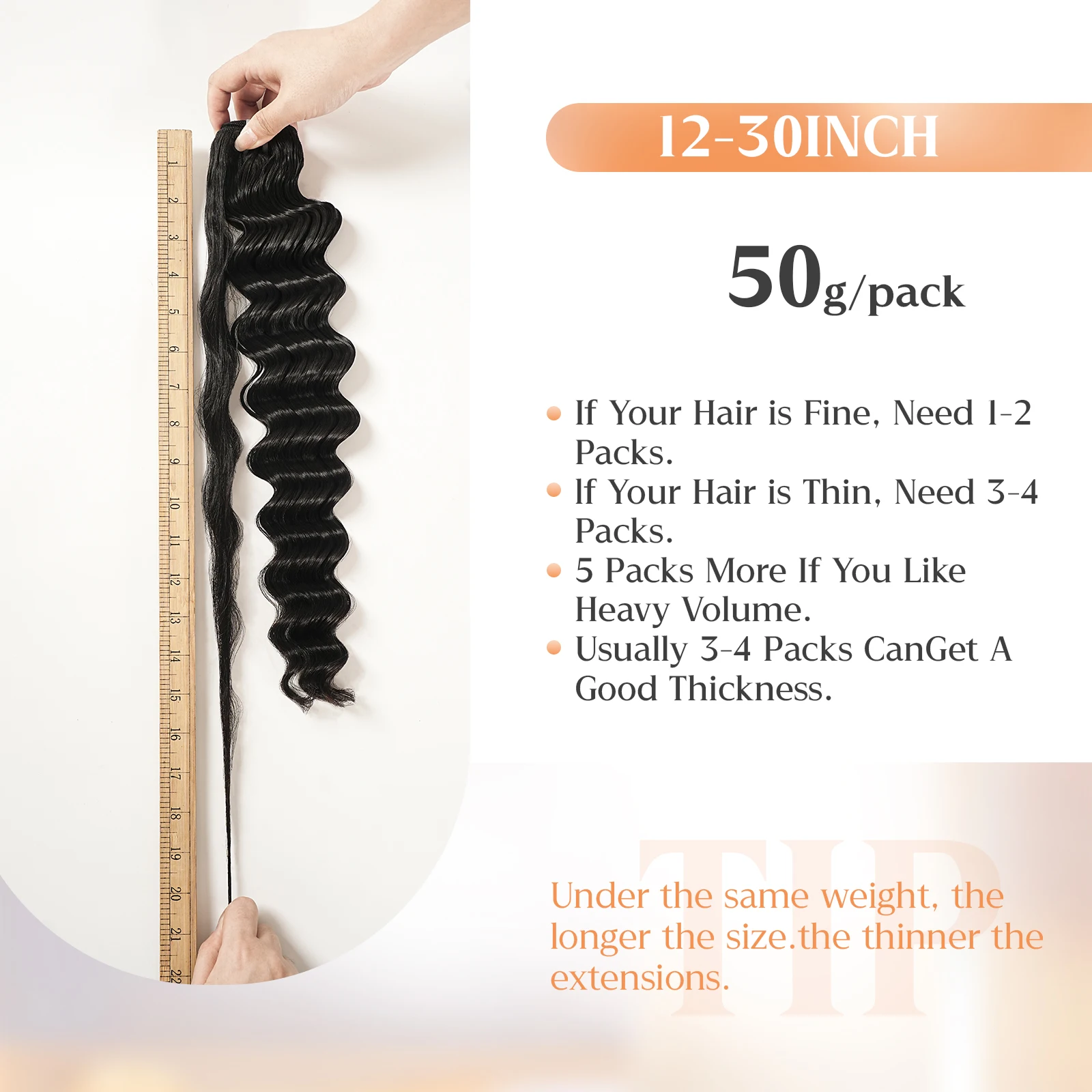 12-30 дюймов глубокая лента для наращивания волос, 100% клей для человеческих волос, сменная невидимая лента, 20 шт., свободные глубокие волосы для женщин, 50 г