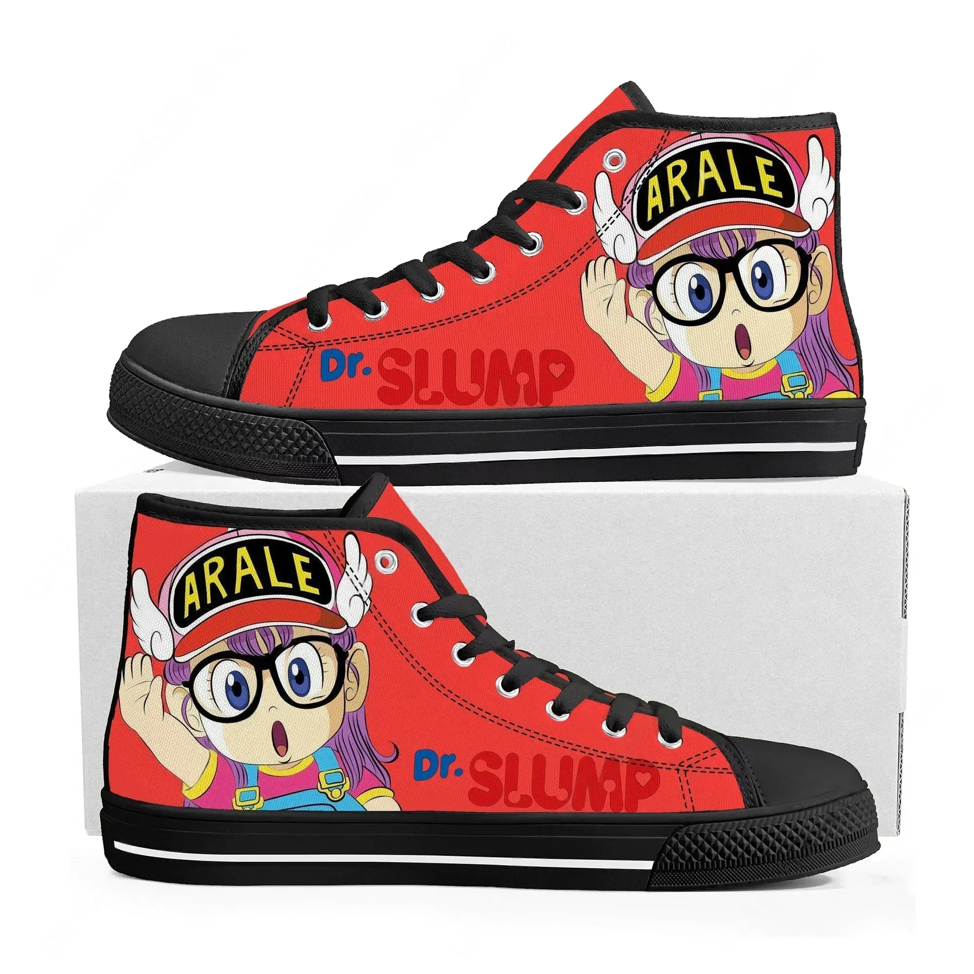 Japan Anime Manga Cartoon A-Arale Dr Slump High Top Sneakers Mens Womens Canvas Sneaker Casual Couple Shoes Custom Shoe