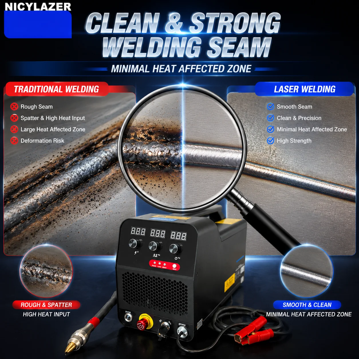 600W Pulsed Laser Cleaning Machine Portable Rust Removal Laser Cleaner for Metal Paint Rust Industrial Non-Contact Tool