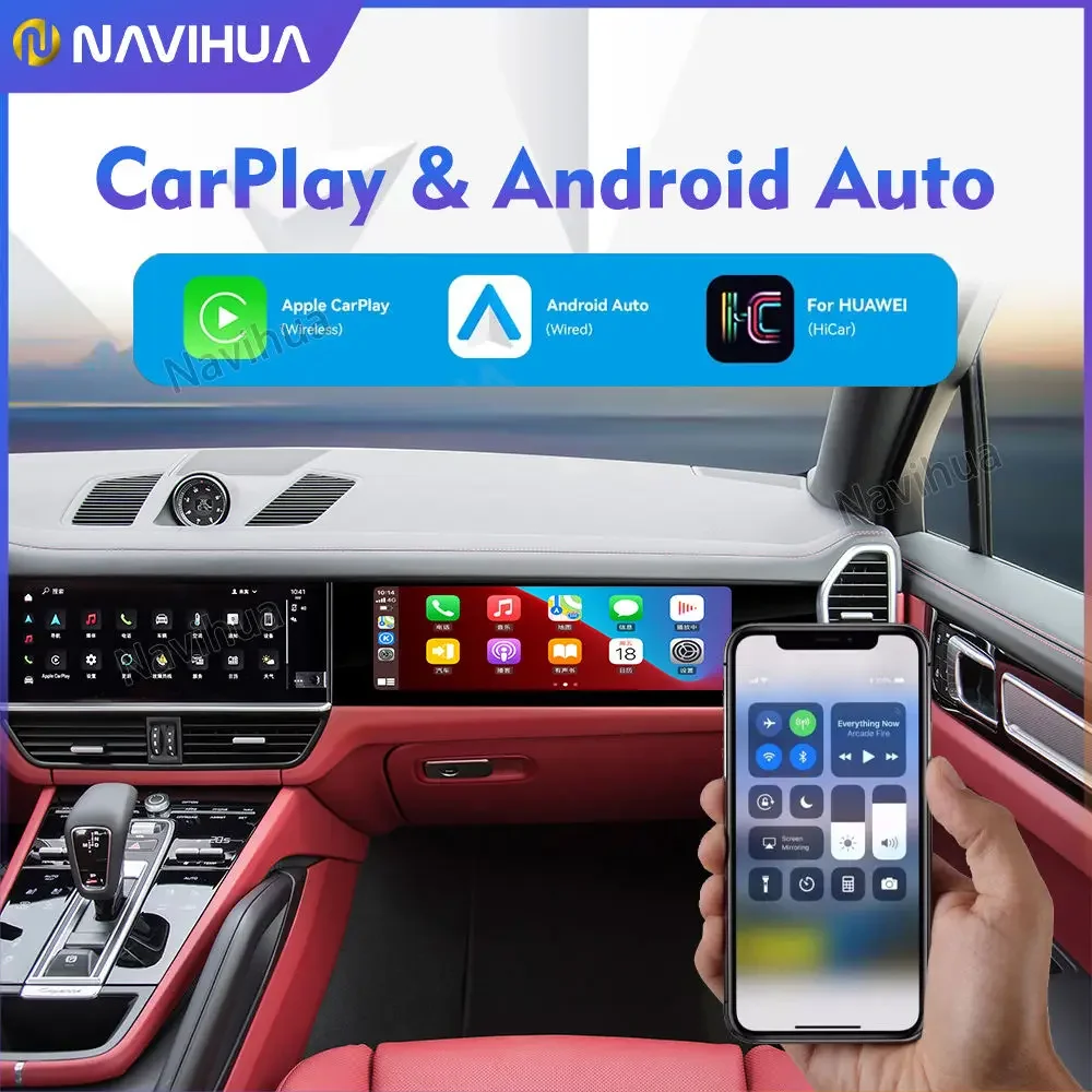NaviHua 15 "لبورشه كايين 2018 2023 شاشة سماعة الرأس التلقائية Carplay مقعد الركاب الترفيه سيارة مساعد الطيار شاشة أندرويد