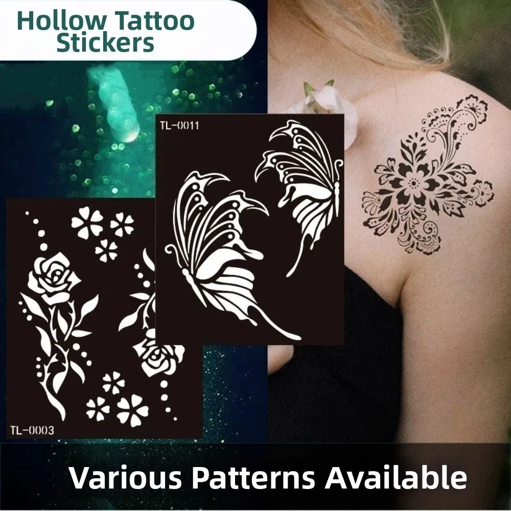 

Hollow Henna Tattoo Stencil Mehndi Stickers Fake Tattoo Decals Henna Tattoo Template Wolf Butterfly Dragon Phoenix India Flower