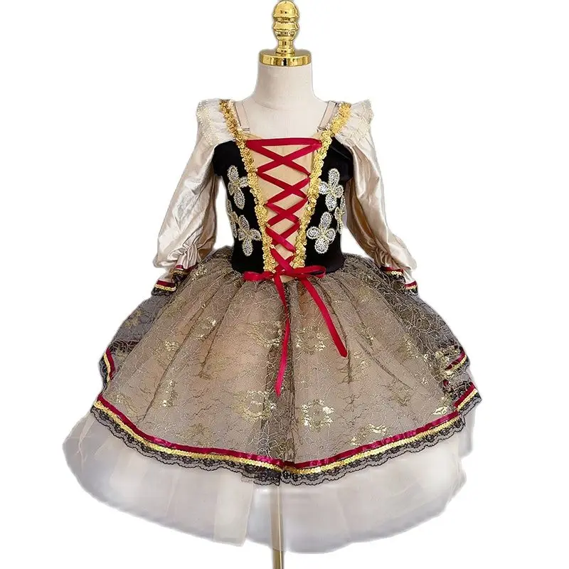 

Court Style Long Dress Ballet Performance Dress Girls' Professional Swan Lake Performance Dress Little Swan Pong Yarn Dress