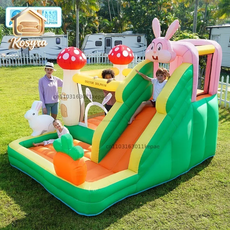 

Dr. Dolphin Rabbit Inflatable Castle Home Indoor Small Children's Trampoline Slide Jumping Bed Inflatable Fort Naughty Fort