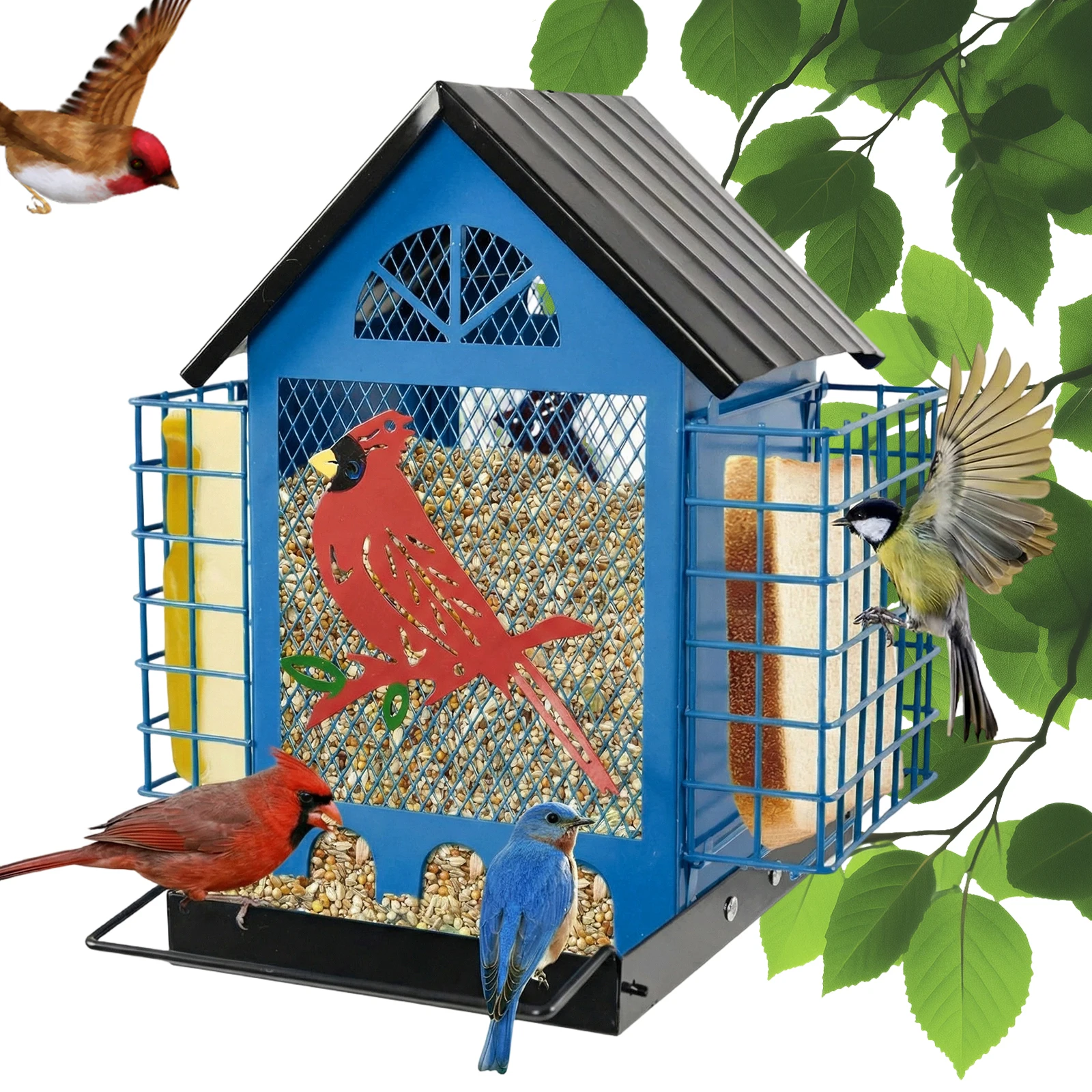 

Уличные подвесные кормушки для птиц, многоразовые уличные домики для птиц, защита от белок, лоток для семян, клетка для декора сада и двора