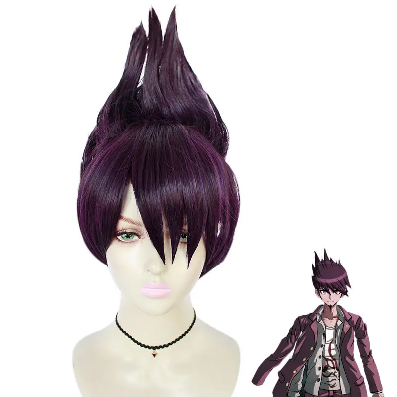 

Danganronpa V3: Killing Harmony Momota Kaito Dark Purple Short Wig Cosplay Costume Dangan Ronpa Synthetic Hair Party Wigs