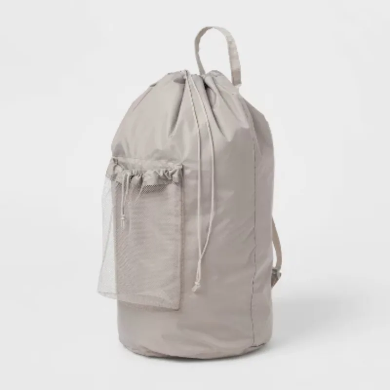 

Backpack Laundry Bag Textured Gray - Polyester, 3500 Capacity, Multi-Purpose Laundry Hamper Bag for All Ages