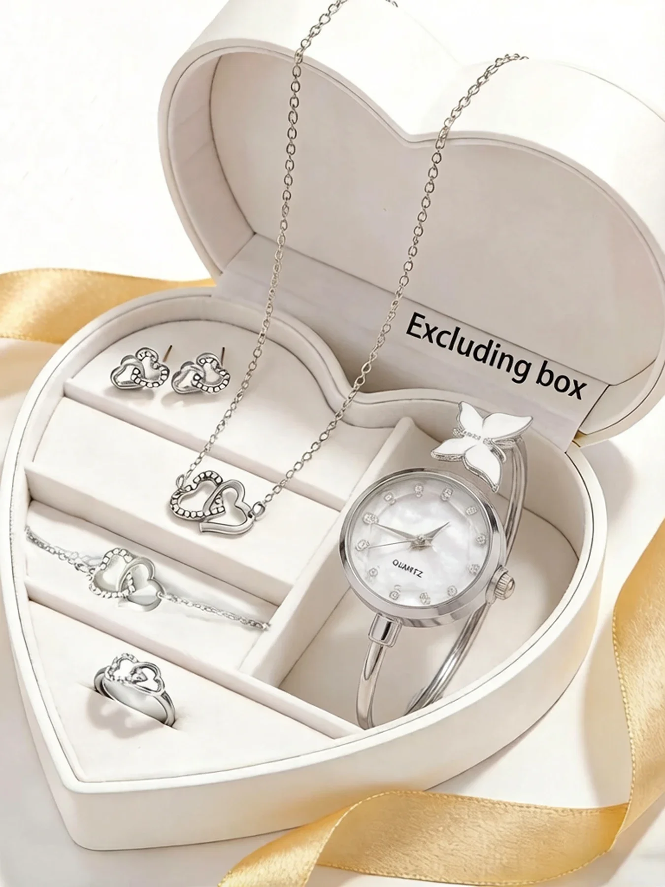 6-piece Butterfly Watch Female Student Ins Korean Edition Simple Personality Versatile Small Open Bracelet Watch Female Set