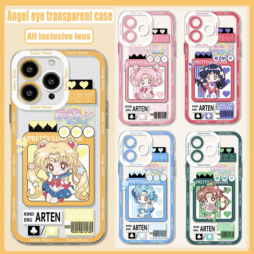 Anime S-Sailors Moons Phone Case for Xiaomi Redmi Note 13 12 12C 11 10 10C 13C 10s 9A 9T 9C 8 7 Pro Max 4G 5G Transparent Cover