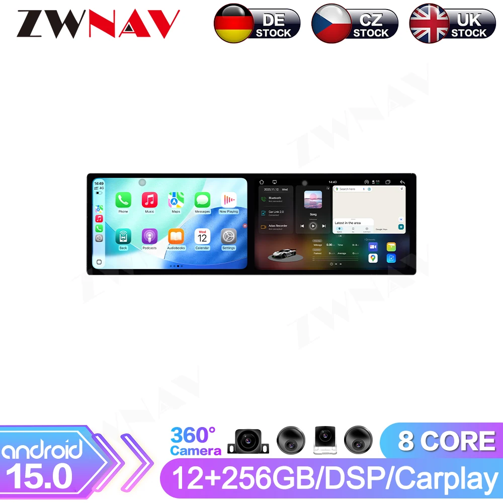 Carplay Car Radio Dual 10.1 Inch Touch Screen For Geely Borul 2015-2016 Android15 GPS Navigation Car Multimedia Player Head Unit