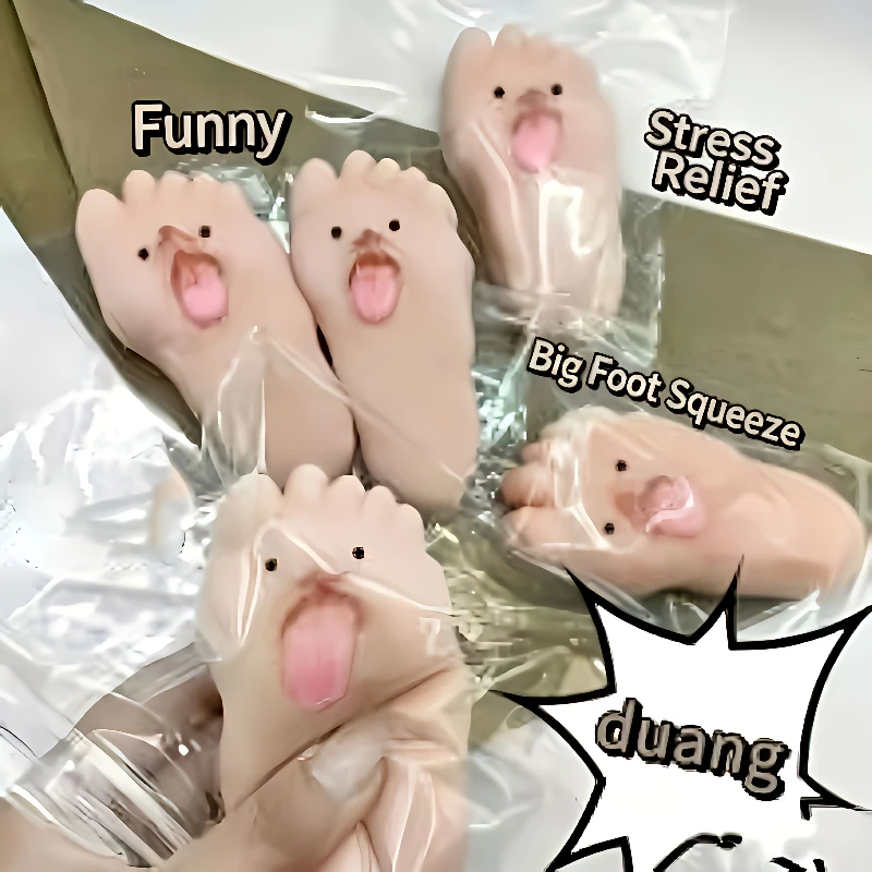 Lustiges Großfuß-Quetschspielzeug, weiches Simulationsfuß-Squishy-Spielzeug mit heraussteckender Zunge, langsam zurückfederndes Spaß-Expressions-Spielzeug, seltsame Geschenke