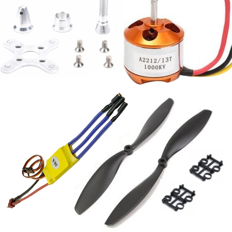 Moteur sans balais RC 2212 1000KV + contrôleur de vitesse électrique 30A ESC + kit d'hélice 1045 pour ensemble quadrirotor multicoptère RC