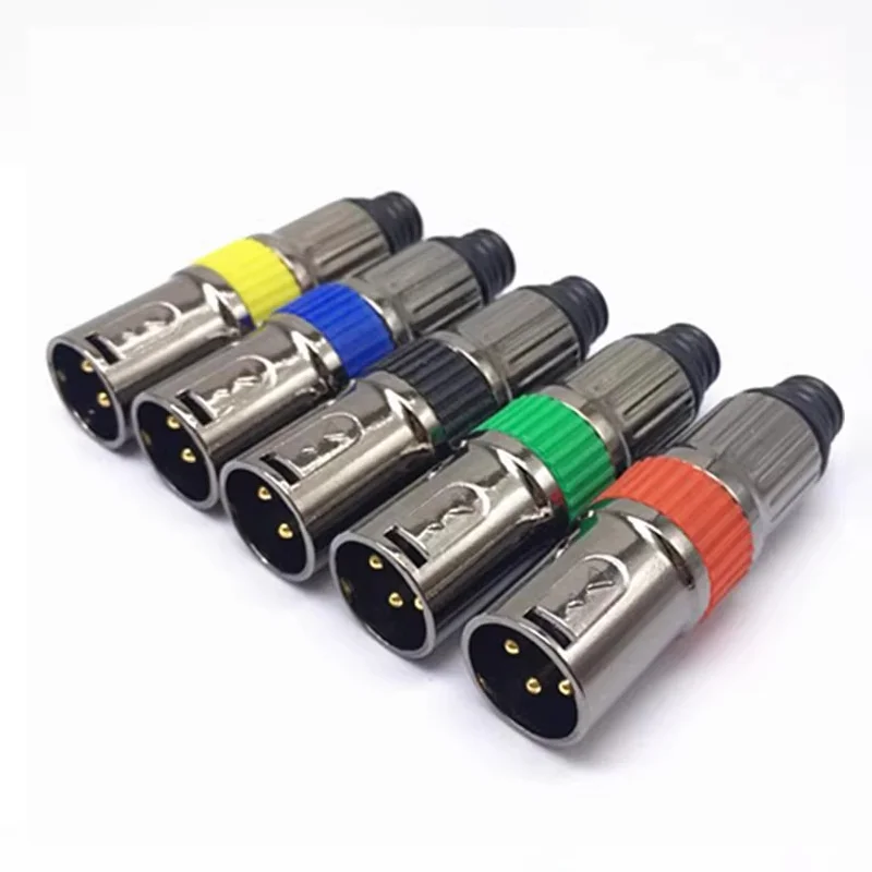 5/20PCS XLR 3 Pin Metal plating black Microphone Audio Cables Plug Connectors Male Female MIC Snake Plug Cable Connectors