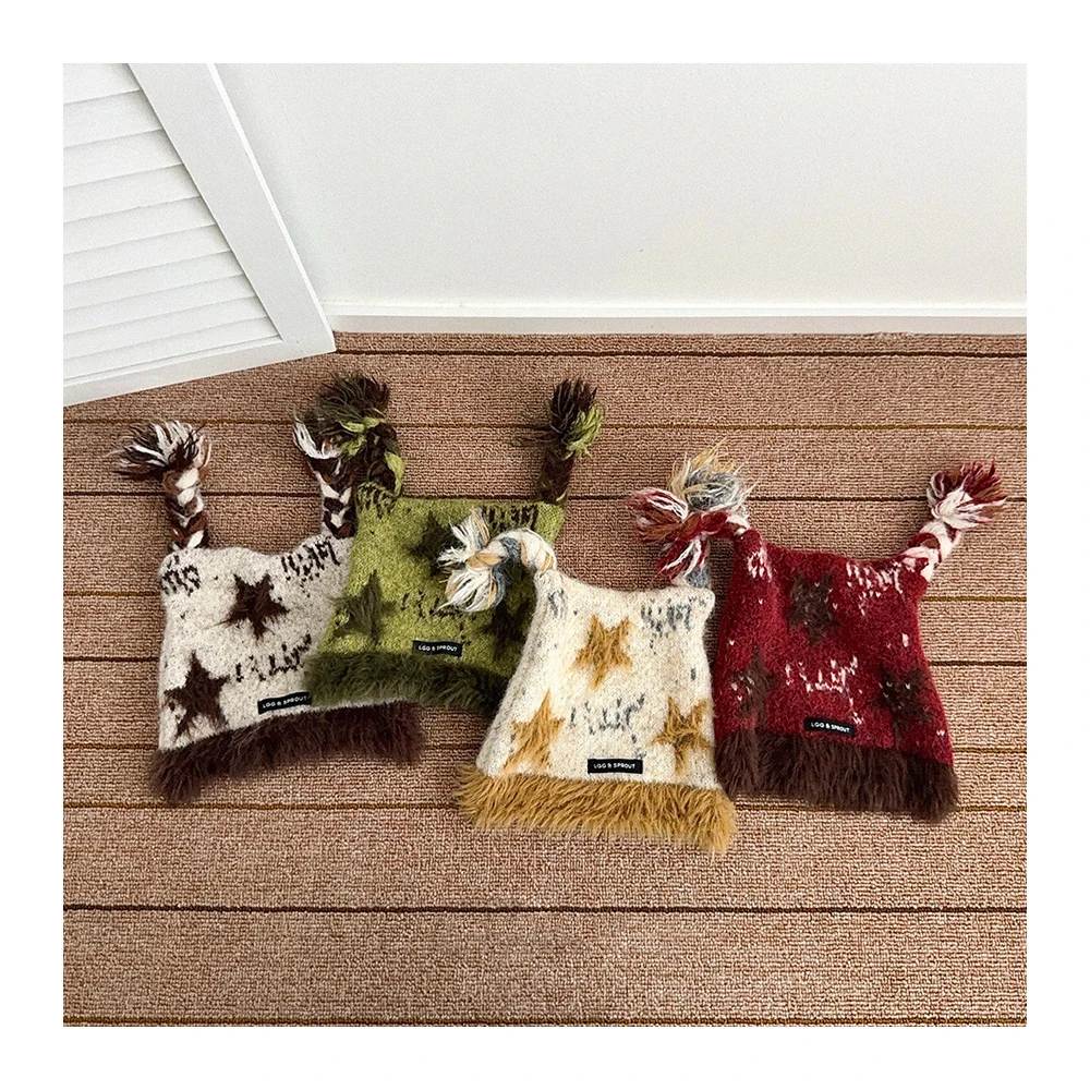 

Зимняя детская шапка для детей от 2 до 6 лет, утепленная вязаная шапка со звездами для девочек, модная индивидуальная детская теплая шапка на голову