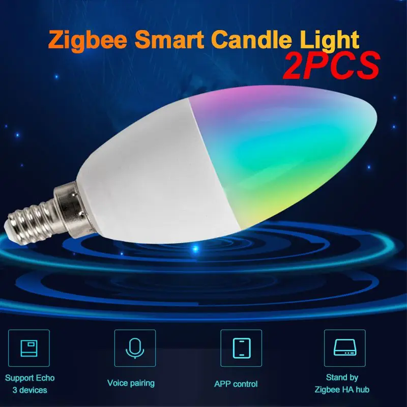 

2PCS 3.0 E12 E14 Voice Control Led Bulb Smart Home Smart Candle Bulb Works With Alexa Home 5w Rgbcw Tuya