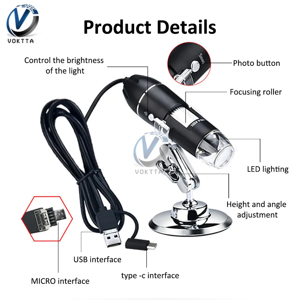 500X 1000X 1600X Mega Pixels Electronic Microscope 8 LED Digital USB Microscope Microscopio Magnifier Stereo Endoscope Camera