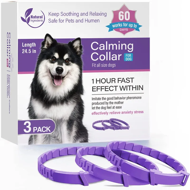 Pet Cats and Dog Flea And Tick Collar Efficient Relieve  Anxiety Calming Collars Adjustable for Small Medium Dogs and Cat 3 Pack