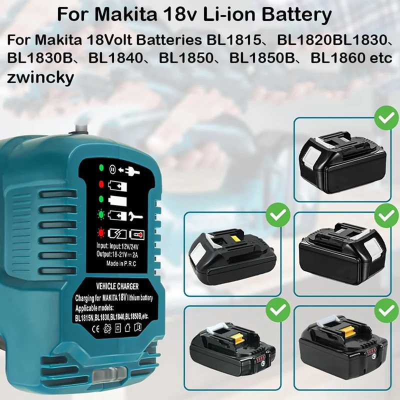 AT43-Portable Mini Battery Charger For  18V Li-Ion Battery For BL1415 BL1420 BL1815 BL1830 BL1840 BL1860