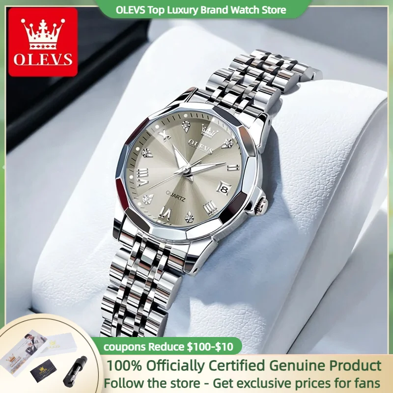 OLEVS 9931 Women\'s Watch Classic Rhombus Mirror Original Waterproof Watch Luxury Elegant Diamond Fashion Quartz Women\'s Watch