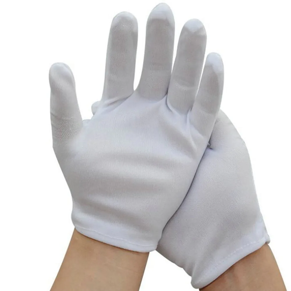 6 Pairs White Cotton Gloves For Dry Hands Moisturizing Eczema Inspection Work Gloves Washable Stretchable Cloth Gloves