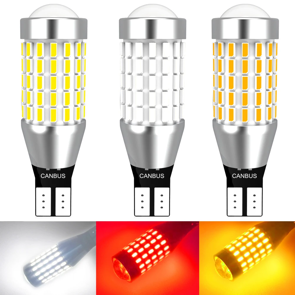 

2pcs T16 T15 W16W Led Canbus Bulb High Power 921 912 WY16W Reverse Light Super Bright Car Exterior Lamp White Amber Red 12V 24V