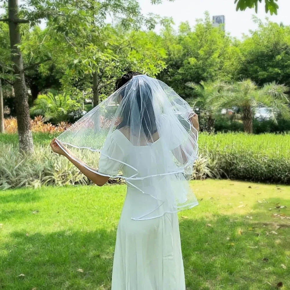 Velo de novia para novias, velo de novia para mujer, velo de catedral de tul simple para despedida de soltera y boda, W-V-1