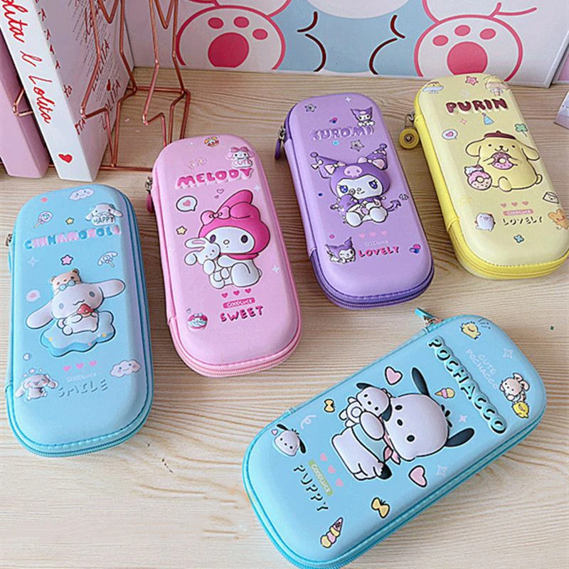 

Cinnamoroll Pencil Case Sanrio Anime 3D Three-Dimensional Student Stationery Cartoon Cute Pu Leather Waterproof Toys for Girls