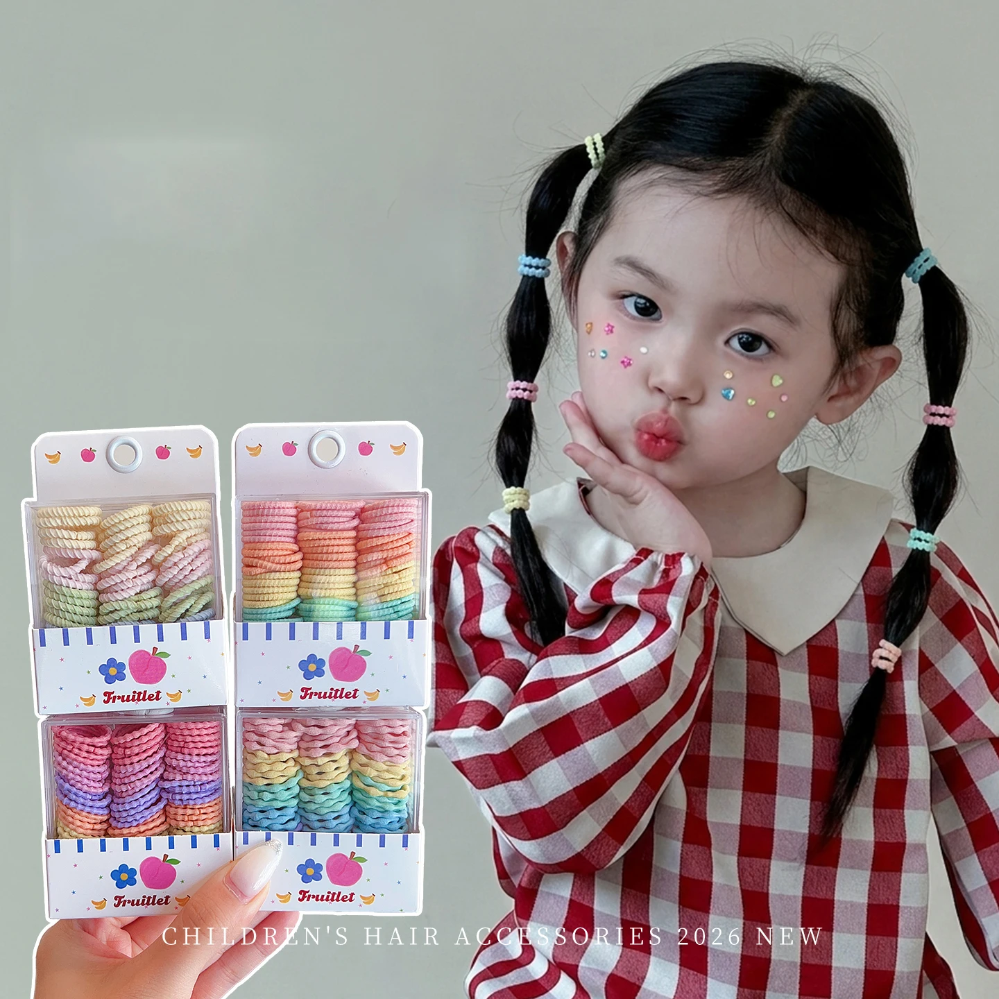 2026 Candy Color Mini Elastic Hair Ties Box Set For Girls Kids Toddler Fashion Korean Toddler Ponytail Holders Rubber Hair Band