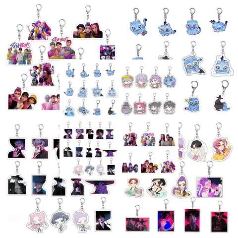 K-pop Demon HHunters Keychains Huntrix Korean Anime Cartoon Key Chains Kpop Backpack Hanging Pendant Ssaja Boyyys Keychain