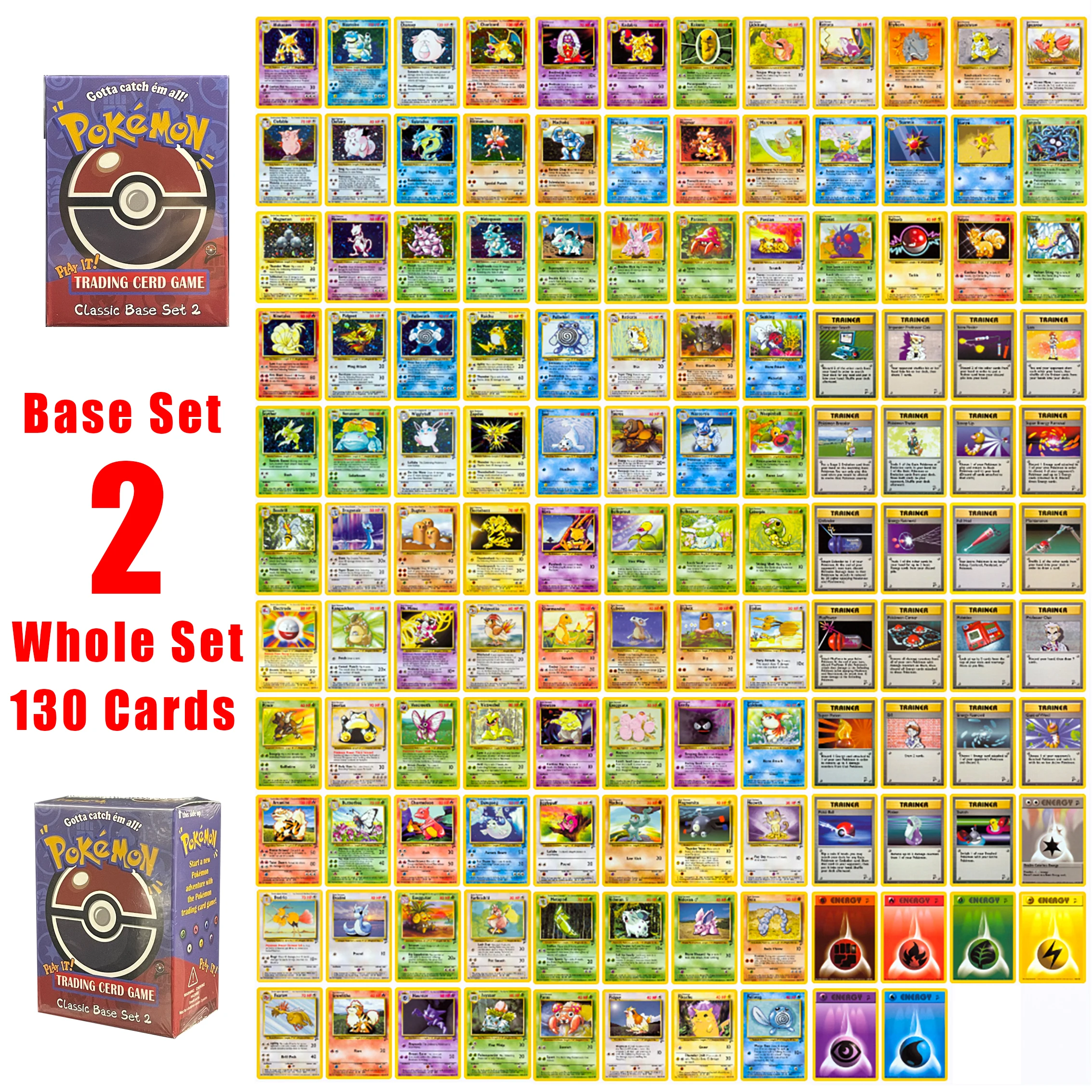PROXY 16 Stuks PKM Kaart Basisset-1 Zeldzame Verzamelkaarten Alakazam/Gyarados/Venusaur/Charizard Ptcg Hobby Display Speelgoed en Cadeaus
