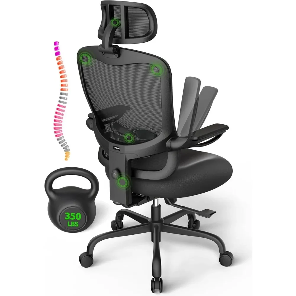 

Office Chair Big and Tall - 6'5" Tall Max, 350Lbs Capacity Computer Desk Chairs, with Adjustable Mesh High Back, Lumbar Support