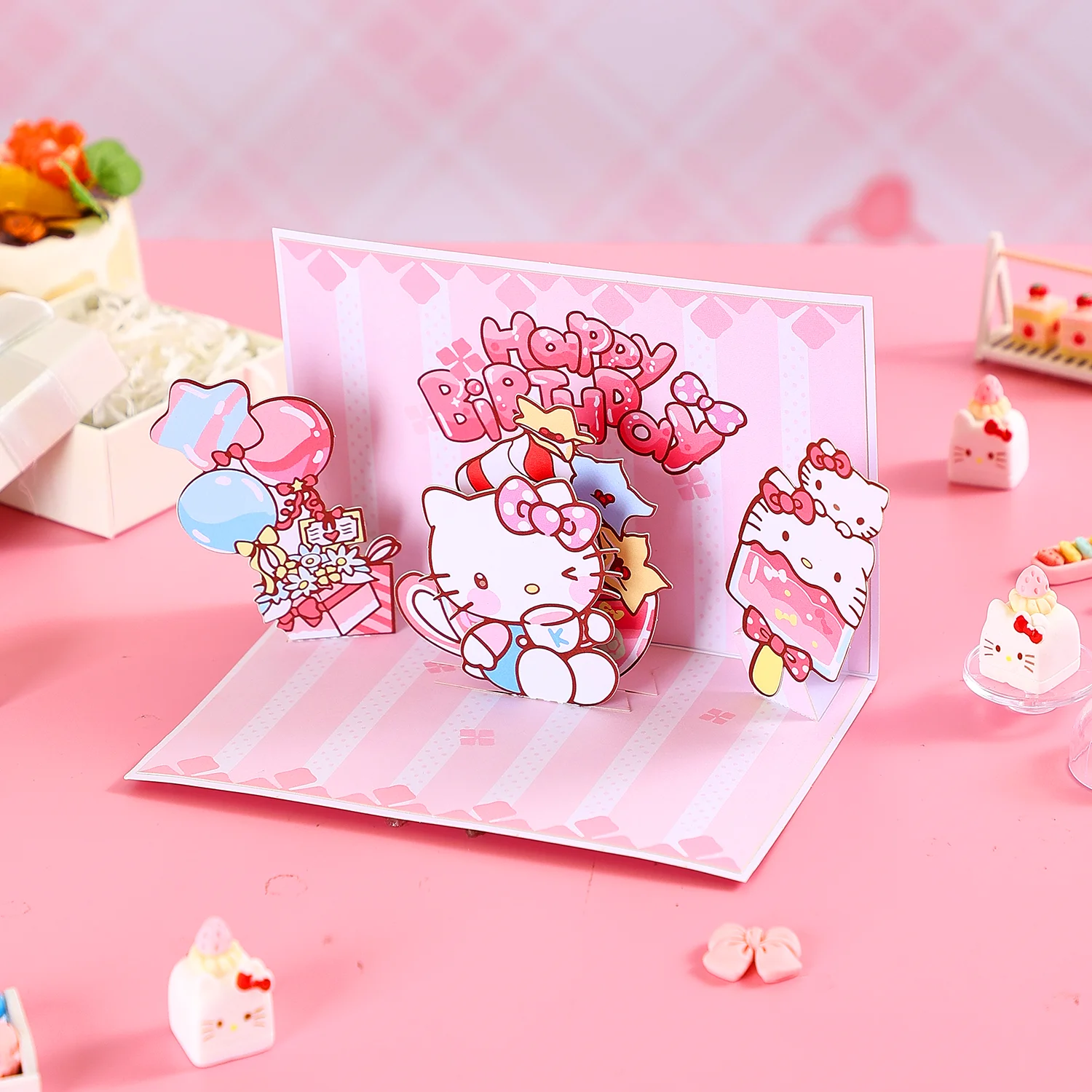 HelloKitty Birthday Greeting Cards Creative Hello Kitty Cartoon Birthday Gifts Message Cards Happy Birthday Cards With Envelope