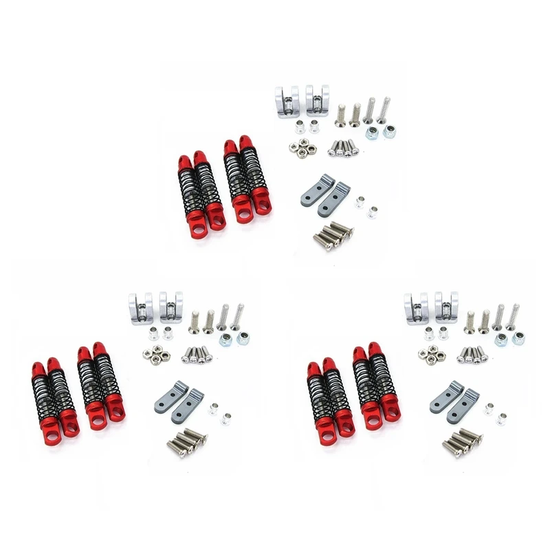 

【Flash Sale】12X For WPL D12 RC Car Upgrades Parts Metal Front & Rear Shock Absorbers Damper With Fixed Seat Accessories,Red