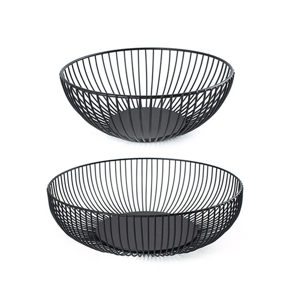 

Nordic Style Household Fruit Basket Fruit Holder Iron Art Black Wire Bowl Table Snack Food Storage Basket Living Room Home Decor