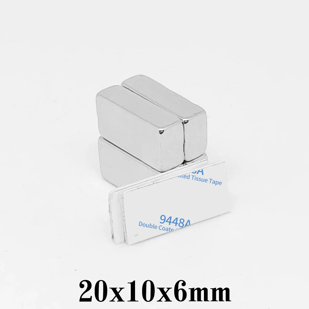 20x10x6 Quadrate Rare Earth Neodymium Magnet With 3M Self - Adhesive 20x10x6mm Strong Powerful Magnet 20*10*6