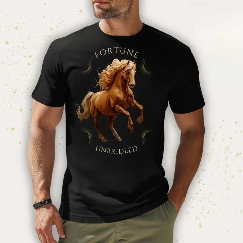 

Golden Fire Unbridled Fortune Stallion Tee 2026 Lucky Running Horse Bring Lucky Sharm Tee Zodiac Gift Mens Graphic Tshirts