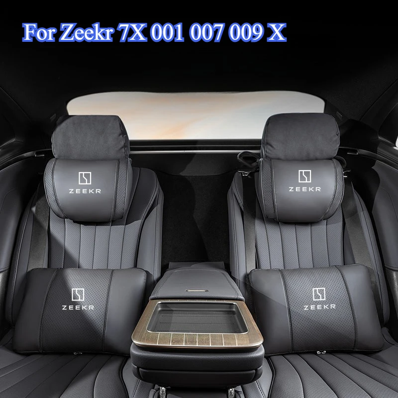 

For Zeekr 7X 001 007 009 X Car Pillow Blanket Foldable Car Neck Pillows Nappa Leather Headrest Seat Lumbar Cushions Support