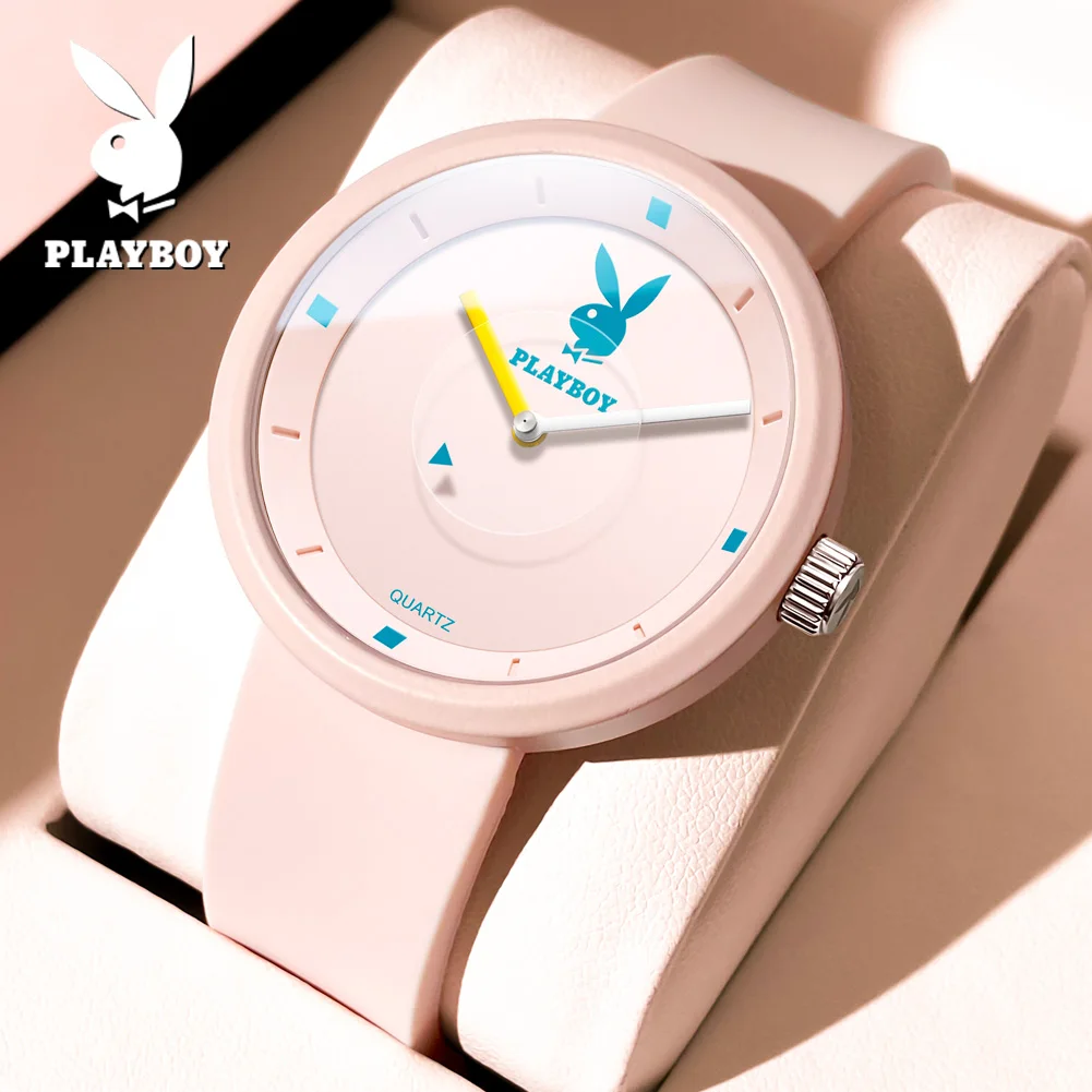 PLAYBOY Casual Sports Watch for Girls Fashion Pink Waterproof Women Watches Gift Luxury Elegant High Quality Women\'s Wristwatch