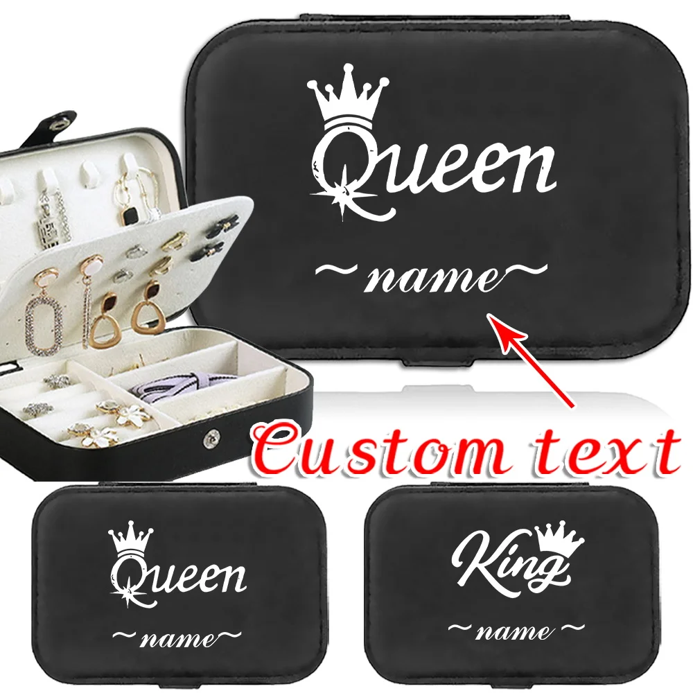 

Customizable Name Portable Large Capacity PU Leather Jewelry Box Necklace Earrings Double Layer Storage Jewelry Box