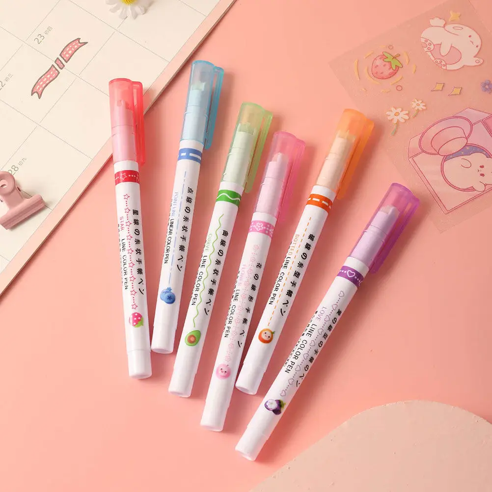 

6Pcs Fluorescent Highlighter Pens Kit Safe Material Fast-Drying Art Markers for Kids Students Office Supplies Aesthetic School