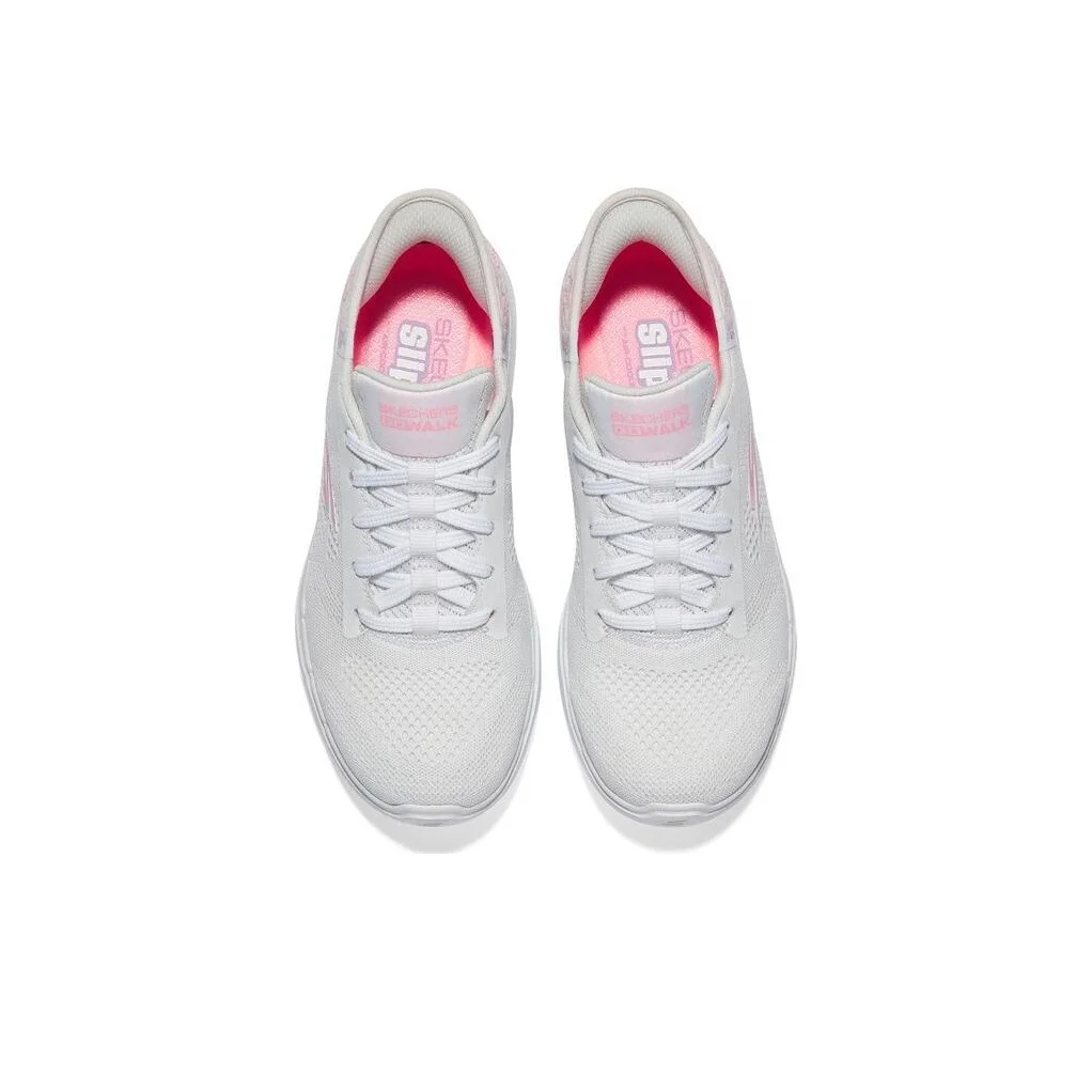 Skechers Go Walk Hands Free Slip Ins Low top Walking Shoes Women's White Pink 124627-WMLT view 5