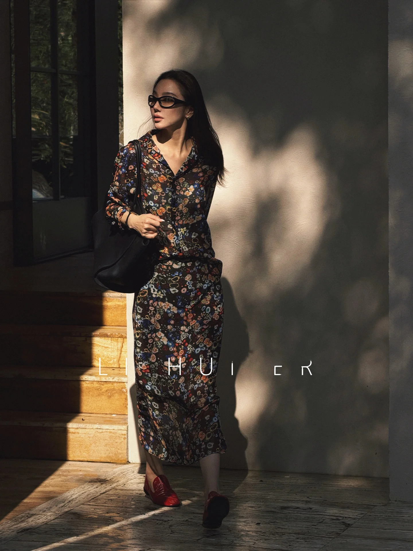 

Li Hui Er Summer Floral Print High-End Feelings Women's Design Unique Shirt Half Skirt Set Comfortable Breathable Thin Polyester