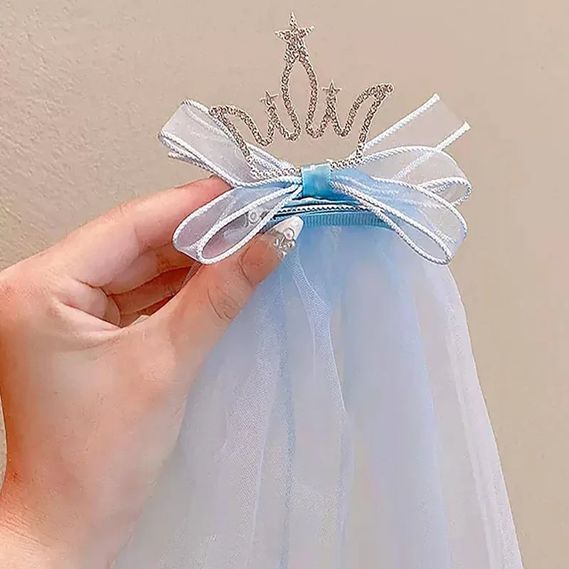 Children\'s Crown Headdress Hair Accessories Sweet Wedding Dress Photo Accessories Mesh Hair Clip Photo Props Birthday Gift