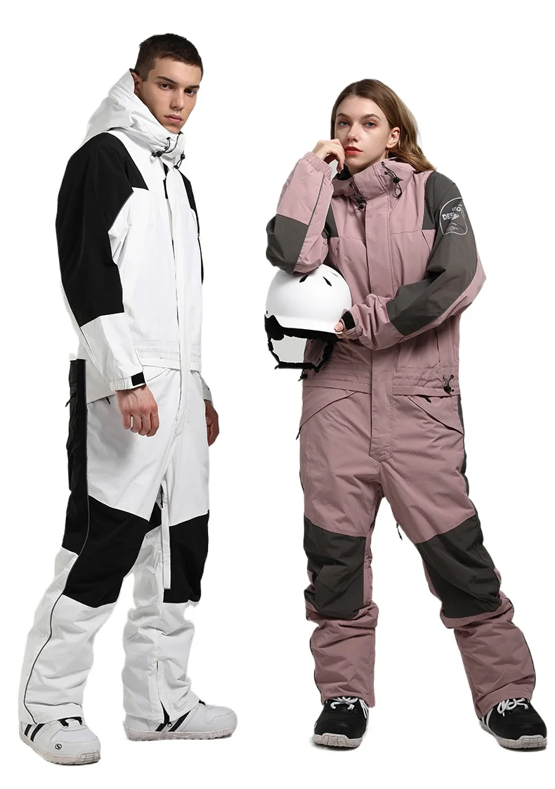 Ice and Snow Festival fluorescent camouflage warm waterproof breathable single and double board one-piece ski suit men and women