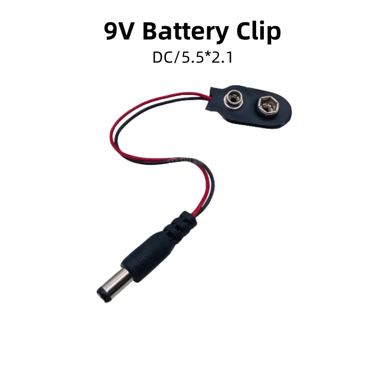 10 Pieces/Bag: 9V Battery Clips/6F22 Square Holders/Wires/Copper Clips, DC Plugs 5.5*2.1, Eco-Friendly
