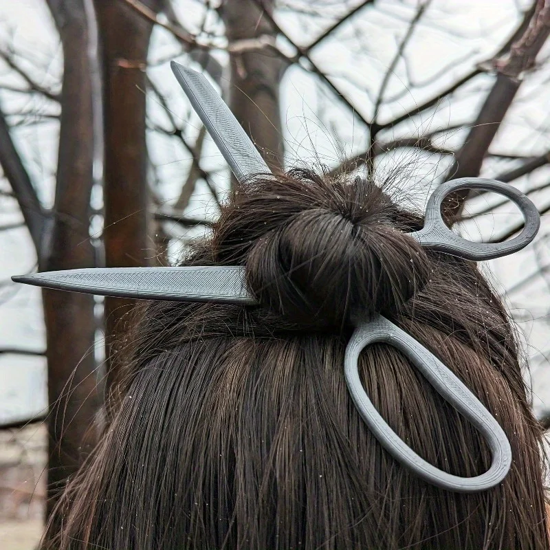 

Set of Two Scissor-Shaped Hairpins, Featuring a Distinctive Design Suitable for Both Thick And Thin Buns, Perfect for Knitters