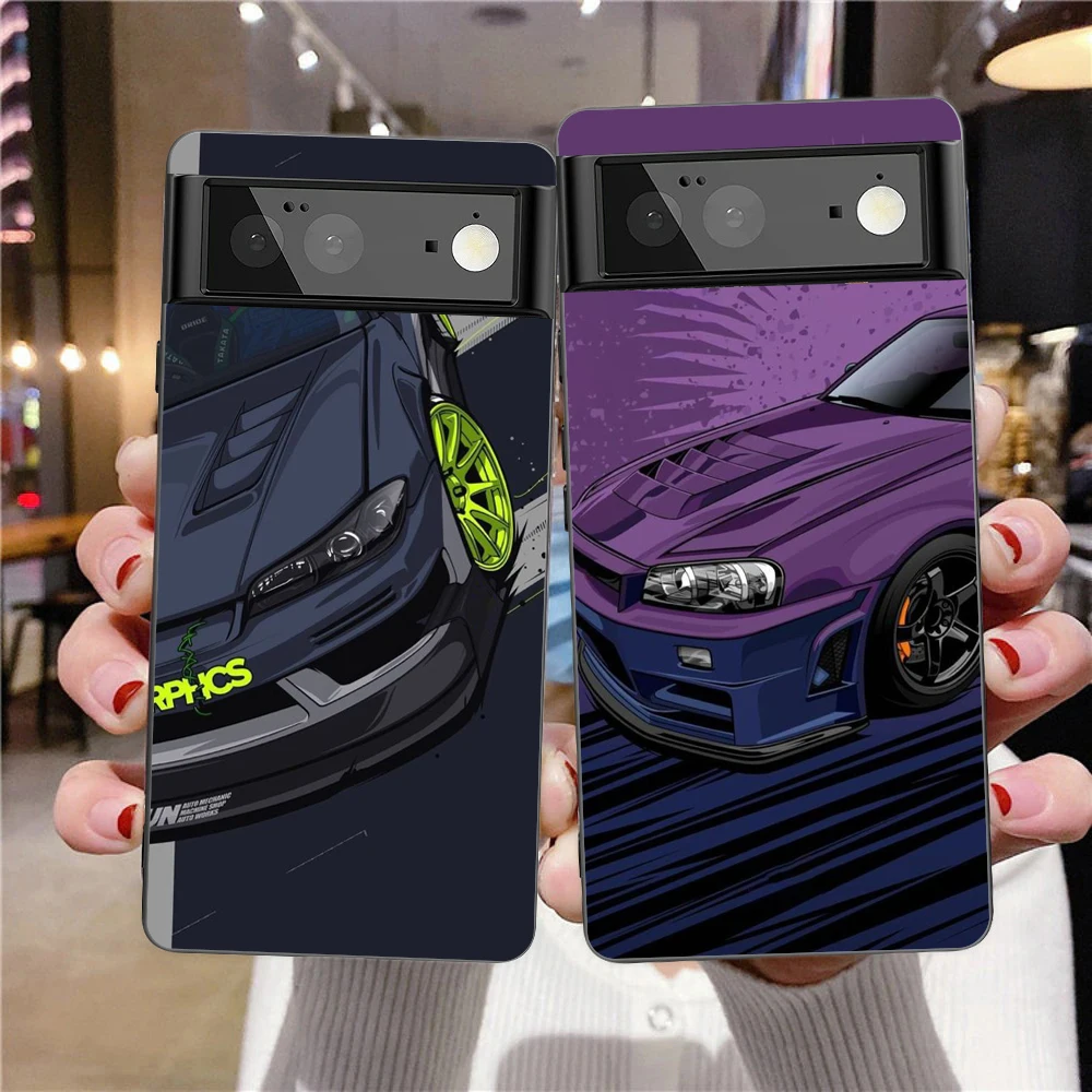 JDM Sports Cars Male Men Phone Case Cover for Google Pixel 8 7 6 7A 6A Pro 5G Shockproof Silicone Soft 9 Pro XL 8 Pro 5G Shell